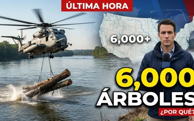 Helicópteros están arrojando troncos sobre ríos de Estados Unidos: más de 6.000 árboles con un objetivo vital